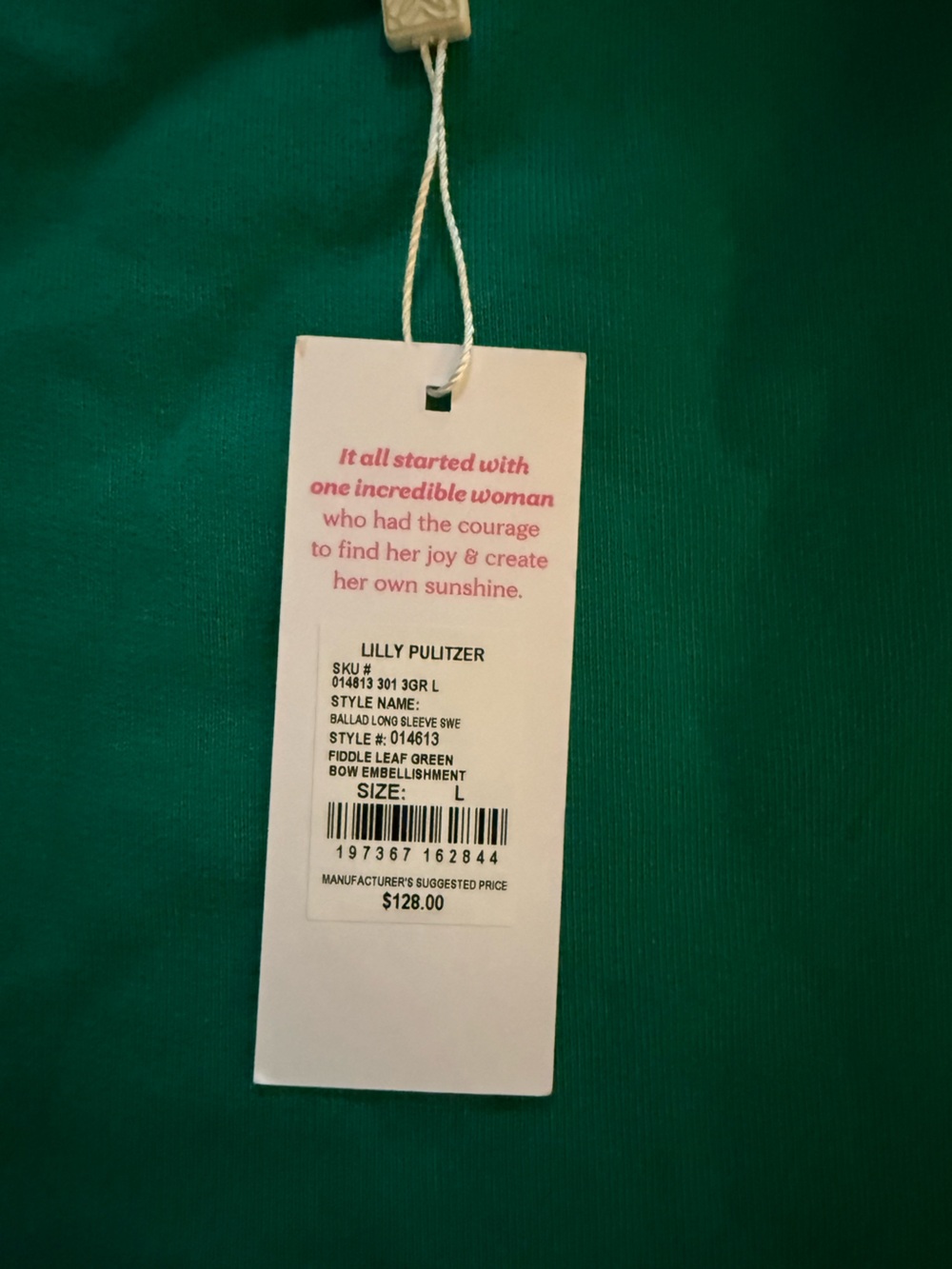 Lilly Pulitzer Emerald Green Sweatshirt with Embellished Bows - Picture 4 of 7